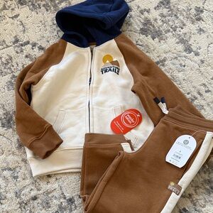 wonder nation Brown Cream Navy Adventure Trails Hoodie and Jogger Set